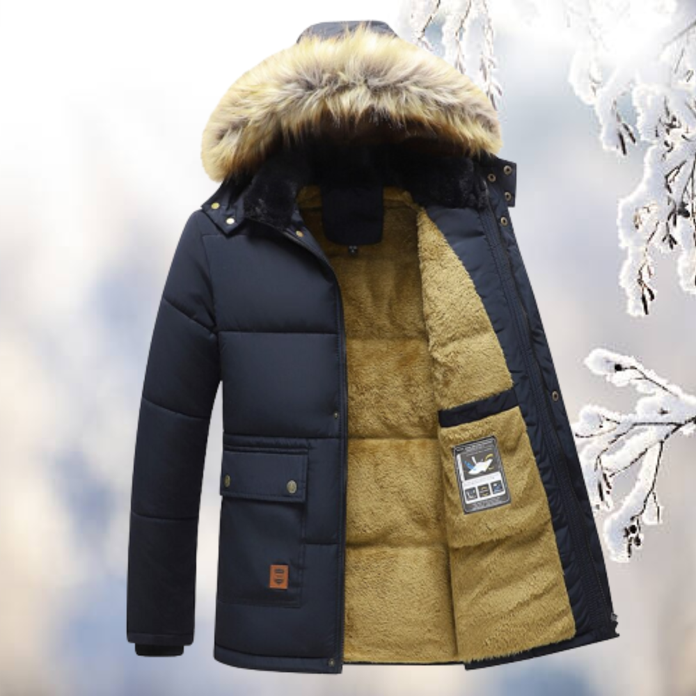 Parka impermeabile uomo – Giacca con cappuccio in pelliccia calda e resistente