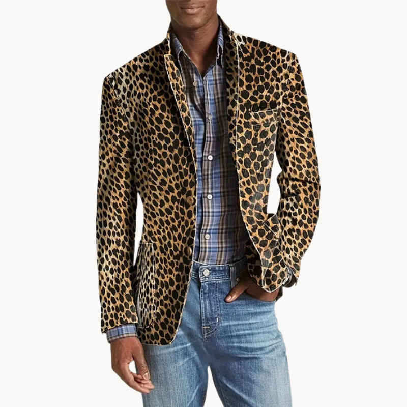 Blazer casual uomo – Giacca elegante con stampa leopardata chic