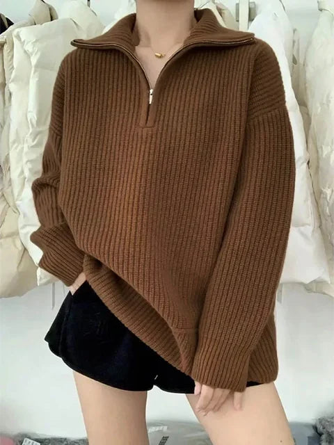 Maglione donna con zip – Maglione caldo e comodo per l'inverno