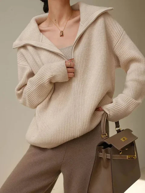 Maglione donna con zip – Maglione caldo e comodo per l'inverno