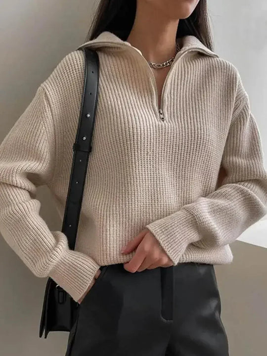 Maglione donna con zip – Maglione caldo e comodo per l'inverno