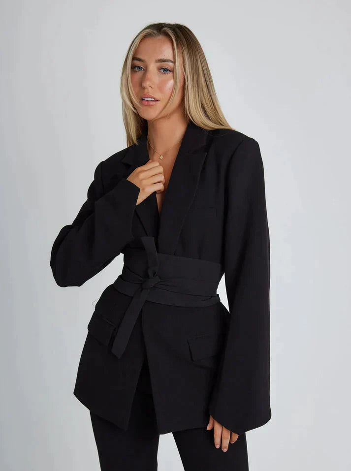 Blazer elegante donna – Giacca sagomata con cintura per occasioni speciali