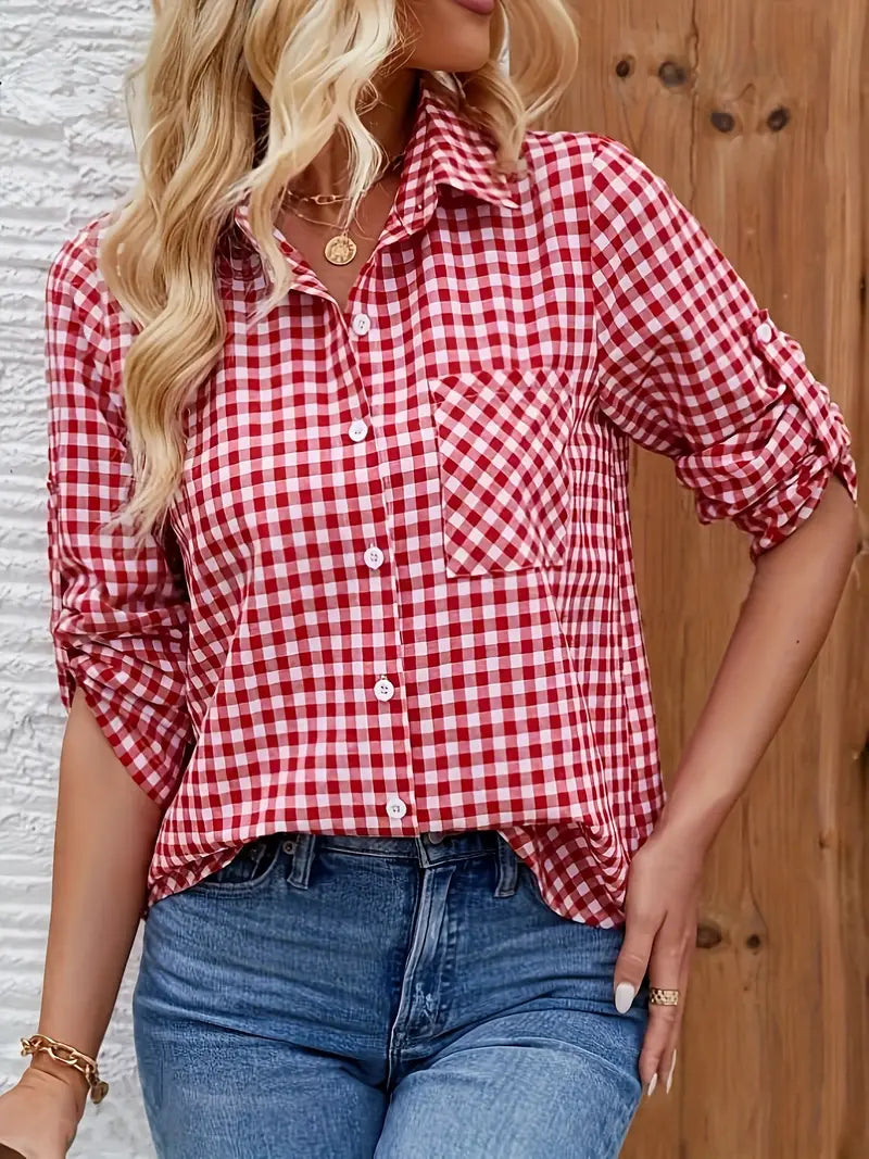 Camicia a quadri donna – Camicia casual elegante per Oktoberfest