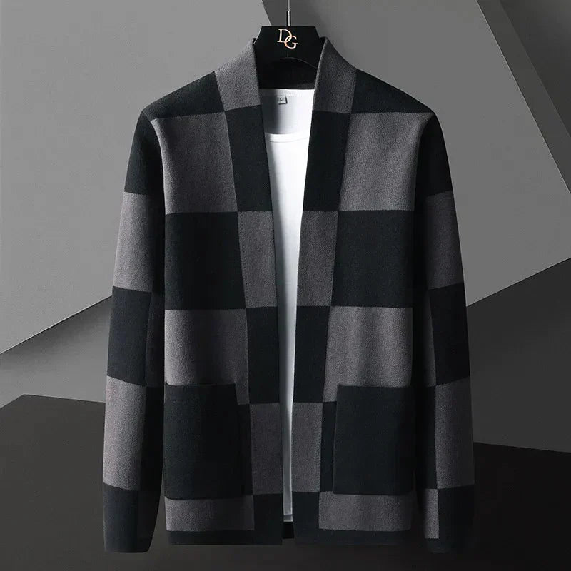 Cardigan elegante uomo – Maglione a quadri in cotone per occasioni casual