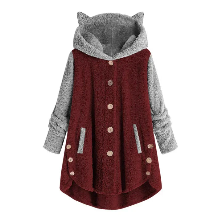 Pullover in pile donna – Maglione con orecchie di gatto giocose