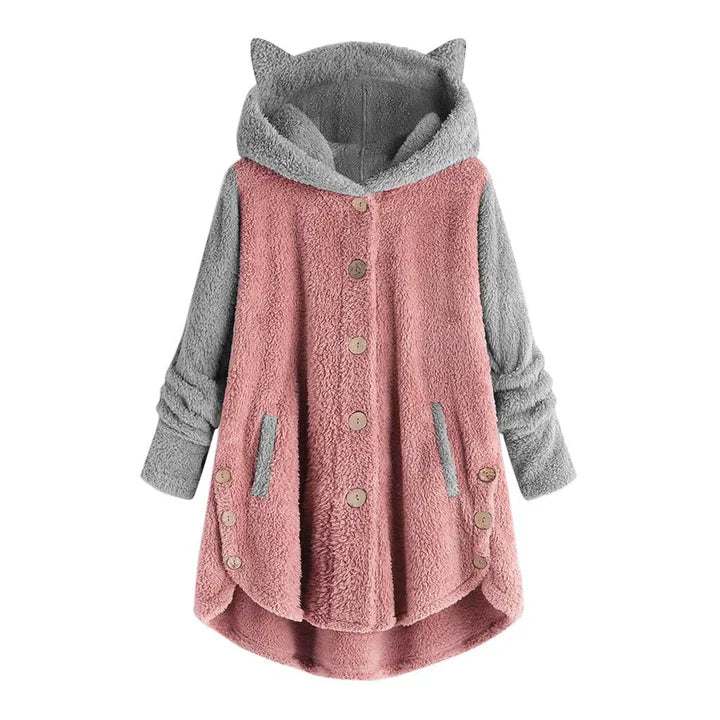 Pullover in pile donna – Maglione con orecchie di gatto giocose