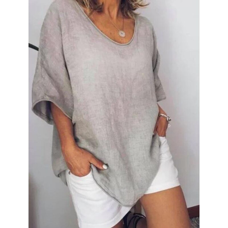 T-shirt oversize donna – Maglietta in lino leggera e comoda