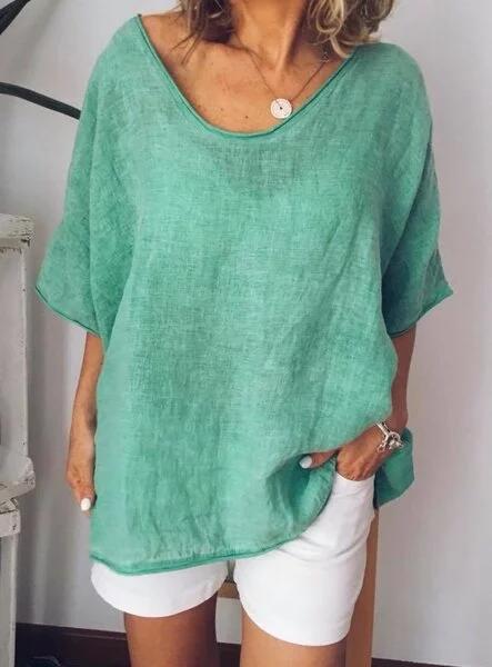 T-shirt oversize donna – Maglietta in lino leggera e comoda