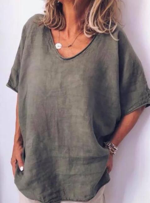 T-shirt oversize donna – Maglietta in lino leggera e comoda