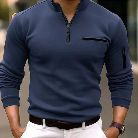 Pullover uomo mezza zip – Maglione caldo e casual in cotone