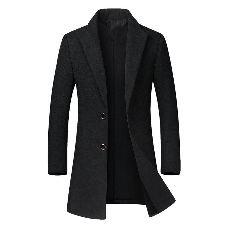 Cappotto trench slim-fit in lana – Giacca business casual doppiopetto per autunno e inverno