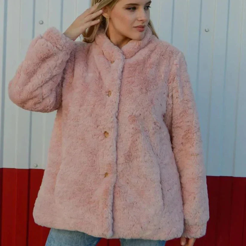 Cappotto donna teddy morbido – Giacca elegante in pelliccia sintetica di lusso