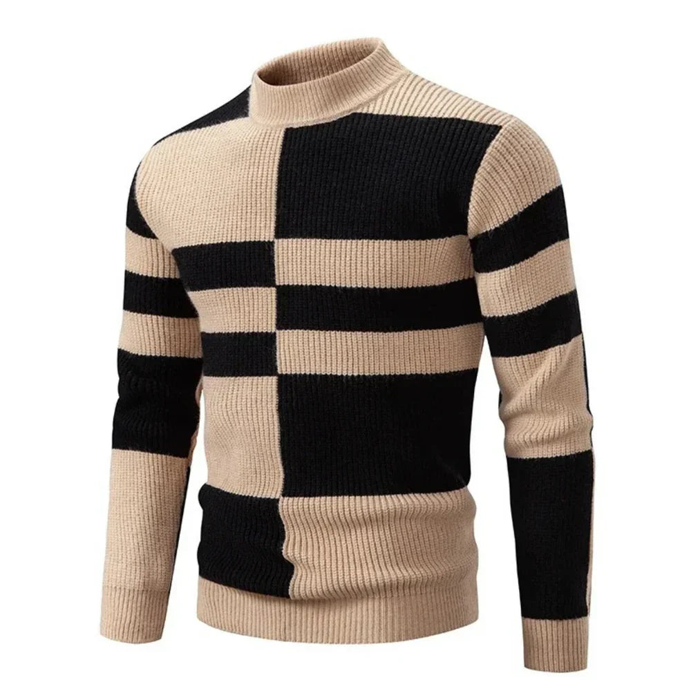 Maglione a maglia uomo – Maglione grafico a blocchi elegante e trendy