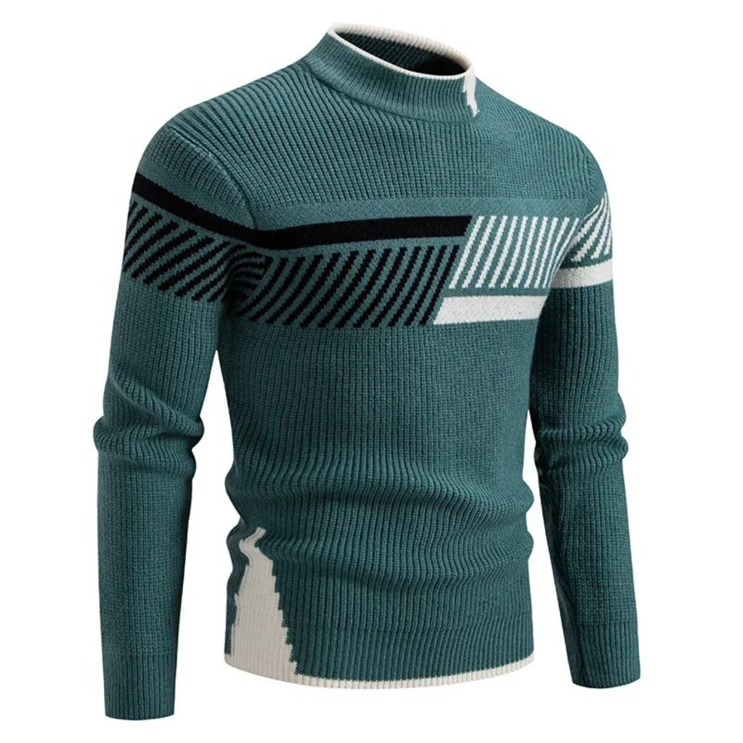 Maglione Collo Alto Uomo – Maglione Geometrico Elegante e Caldo