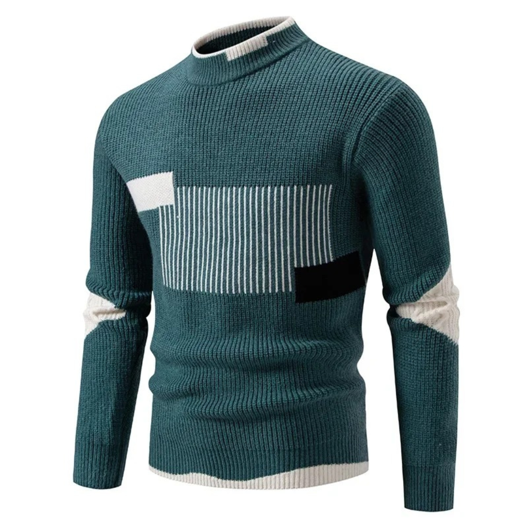 Maglione Collo Alto Uomo – Maglione Geometrico Elegante e Caldo