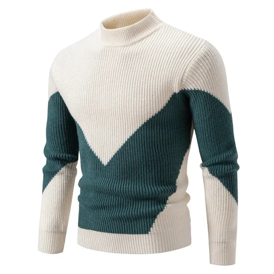 Maglione Collo Alto Uomo – Maglione Geometrico Elegante e Caldo