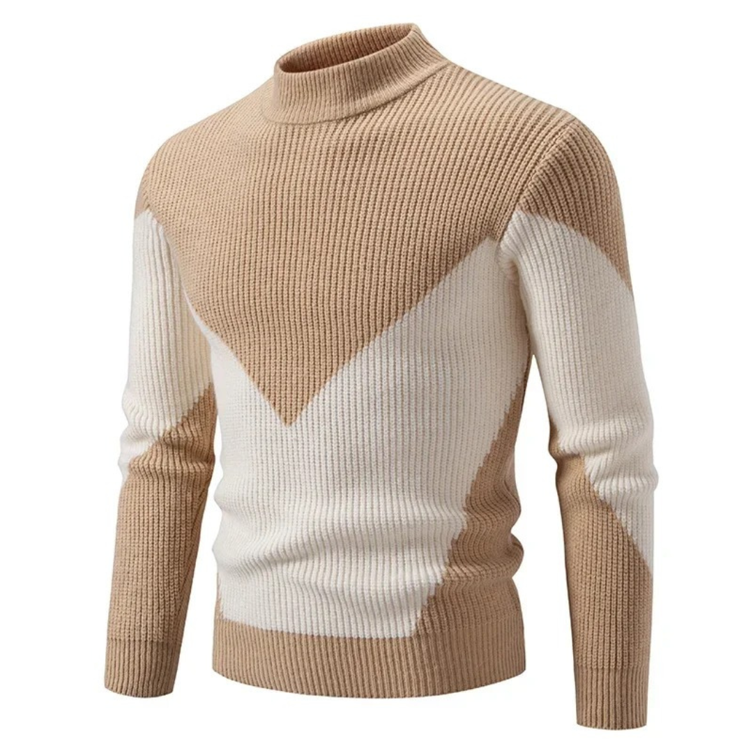 Maglione Collo Alto Uomo – Maglione Geometrico Elegante e Caldo