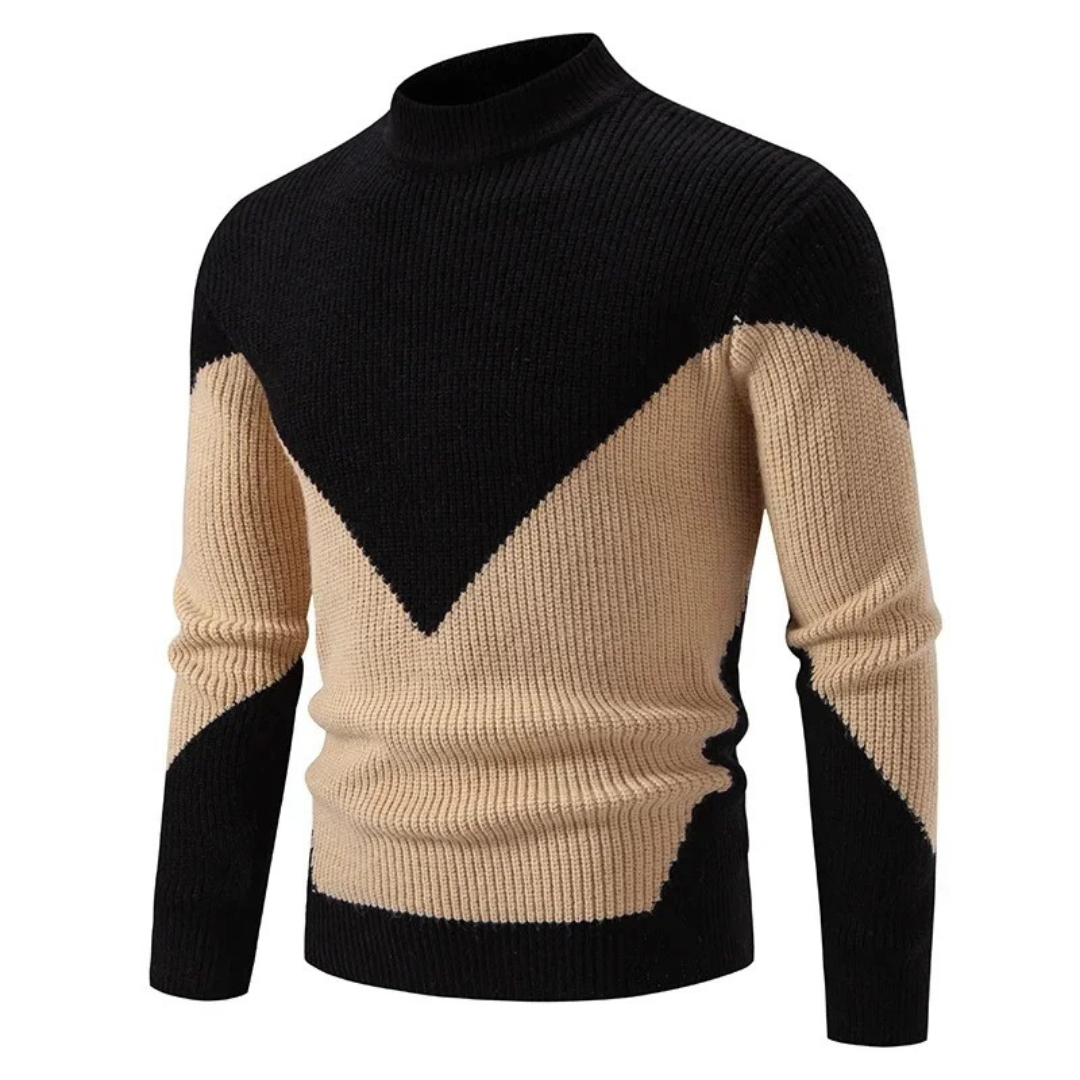 Maglione Collo Alto Uomo – Maglione Geometrico Elegante e Caldo