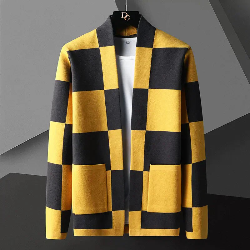 Cardigan elegante uomo – Maglione a quadri in cotone per occasioni casual